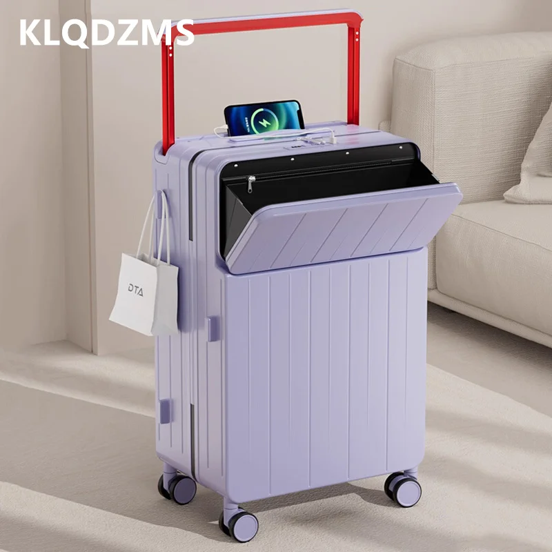 

KLQDZMS Women's Luggage 20"22 Inch Boarding Box 24"26 Multifunctional Trolley Case USB Charging Password Box Men's Suitcase