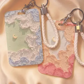 กระเป๋าเก็บบัตรธุรกิจภาพสีน้ำมันลายการ์ตูนน่ารักสำหรับผู้หญิงผู้ชายกระเป๋าเก็บบัตรเครดิตแบบ S ธนาคารเคส sampul kartu ป้าย