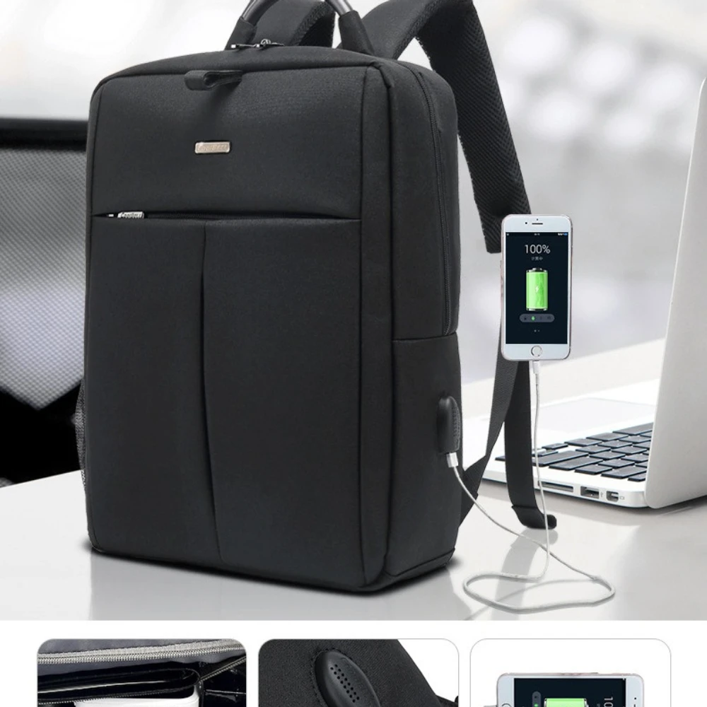 New 15.6inch Laptop Backpack Men Business USB Charging Port School Bag Commuter Bag Waterproof Large Capacity Travel Bag