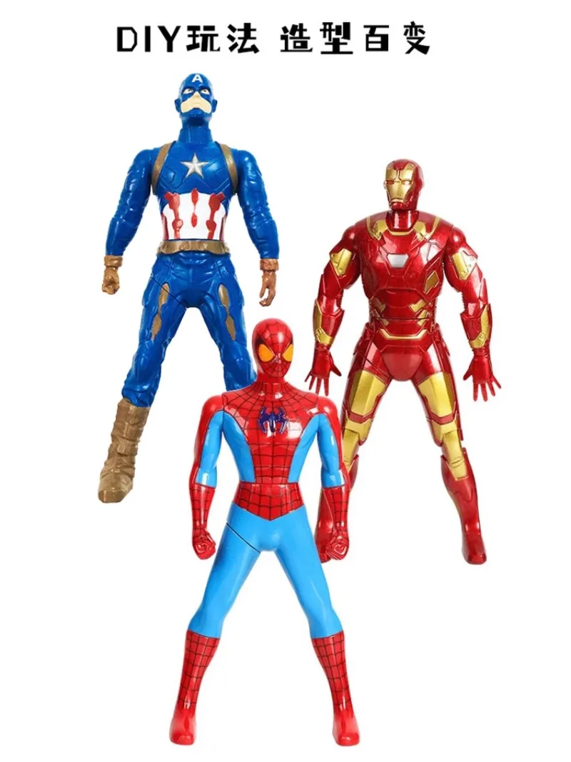 Marvel Cute Action Figures Iron Man Anime Models Spider-Man Toys for Kids Captain America Hulk Dolls Creativity Superheroes 18cm