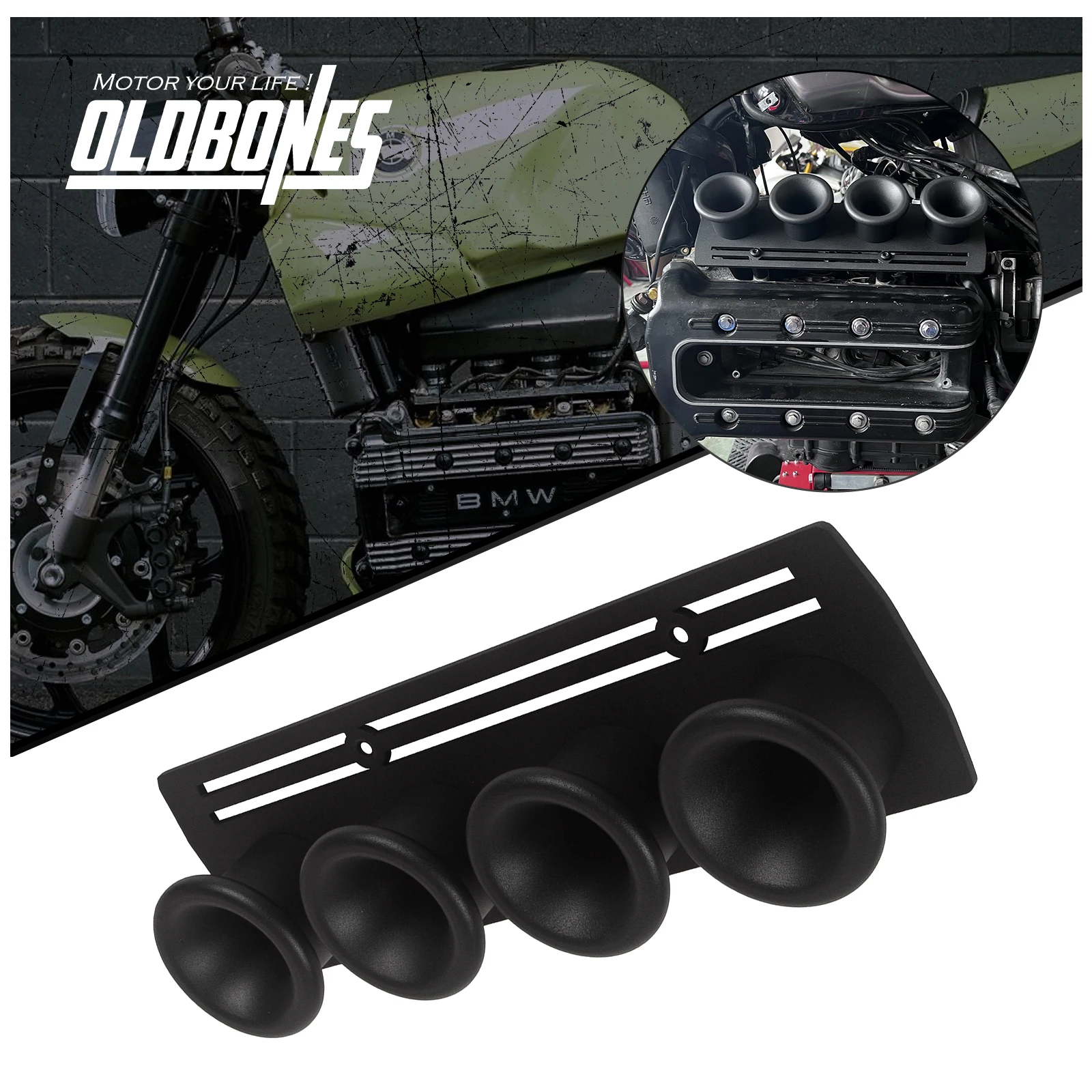 Oldbones Cafe Racer Injector Rail Cover Guard Brushed Motorcycle Spark Plug Cover Decorative For BMW K100 K75