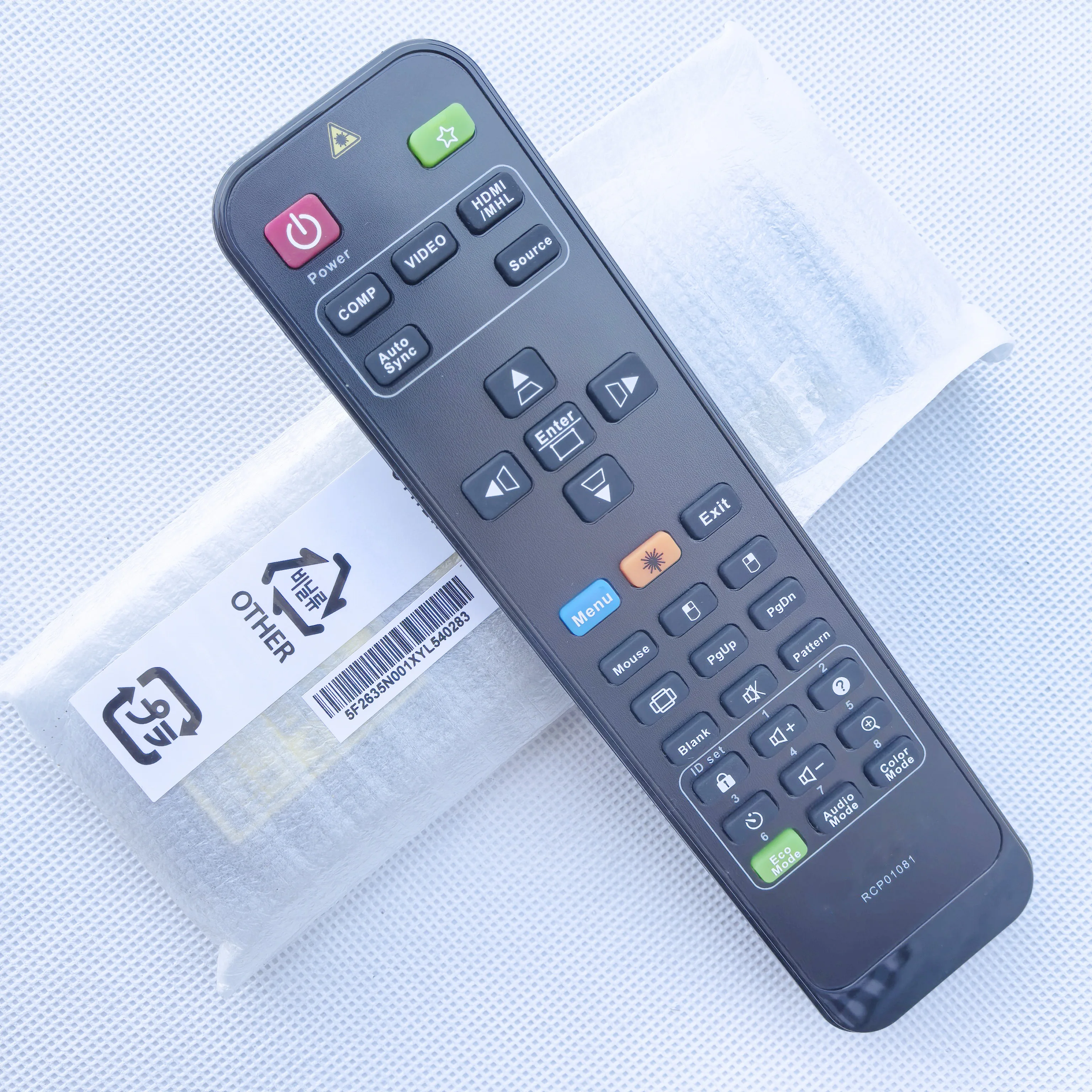 Control remoto RCP01081 para proyector VIEWSONIC Pro8520WL Pro8530HDL VS17080 VS17081 VS17082 VS16369 VS16370 VS16371 VS16372