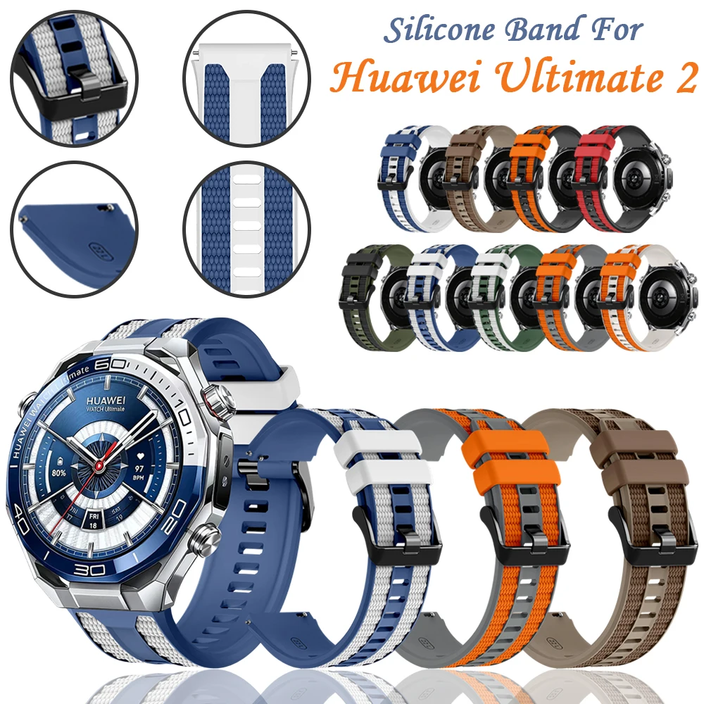 22mm Silicone Band for Huawei Ultimate 2 Two-tone Original Strap Sport Replace Wrist Band  for Huawei Ultimate 1 2 GT6/GT6 Pro