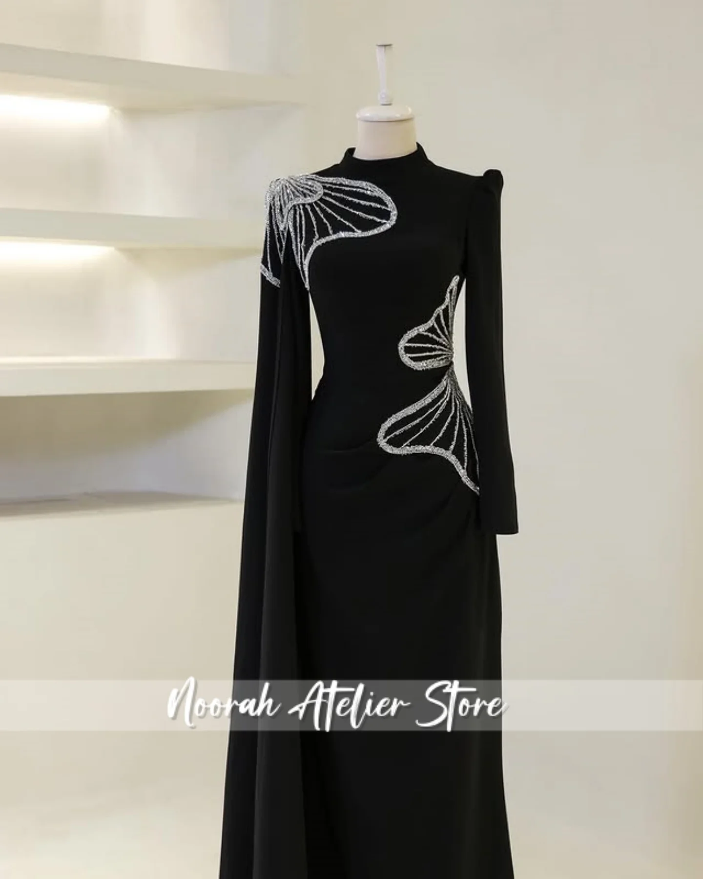 Rose nouvelles manches longues musulman luxueux robes de soirée islamiques 2025 femmes Peplum dubaï longue robe de soirée فساتmaverapersonnalisé