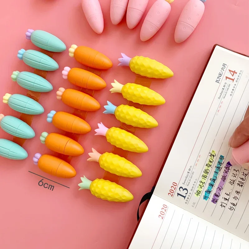 6PCS Creative Cute Melon Shape Fluorescent Highlighter Hand Account Drawing Pen Marcador Doodle Pen Child Gift Office Supplies