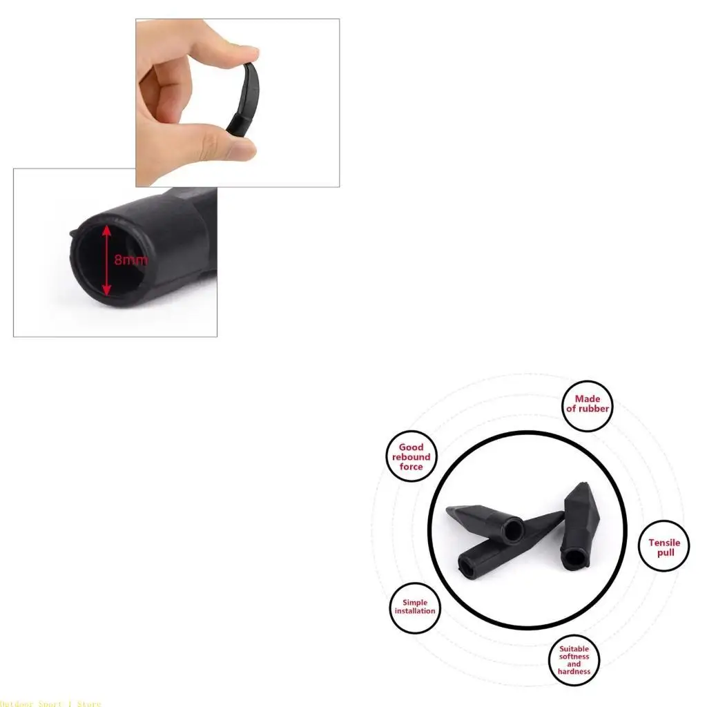 

A0KA 10pack Black Rubber Arrows Caps Elastics Soft Rubber Targets Arrows Head Rubber