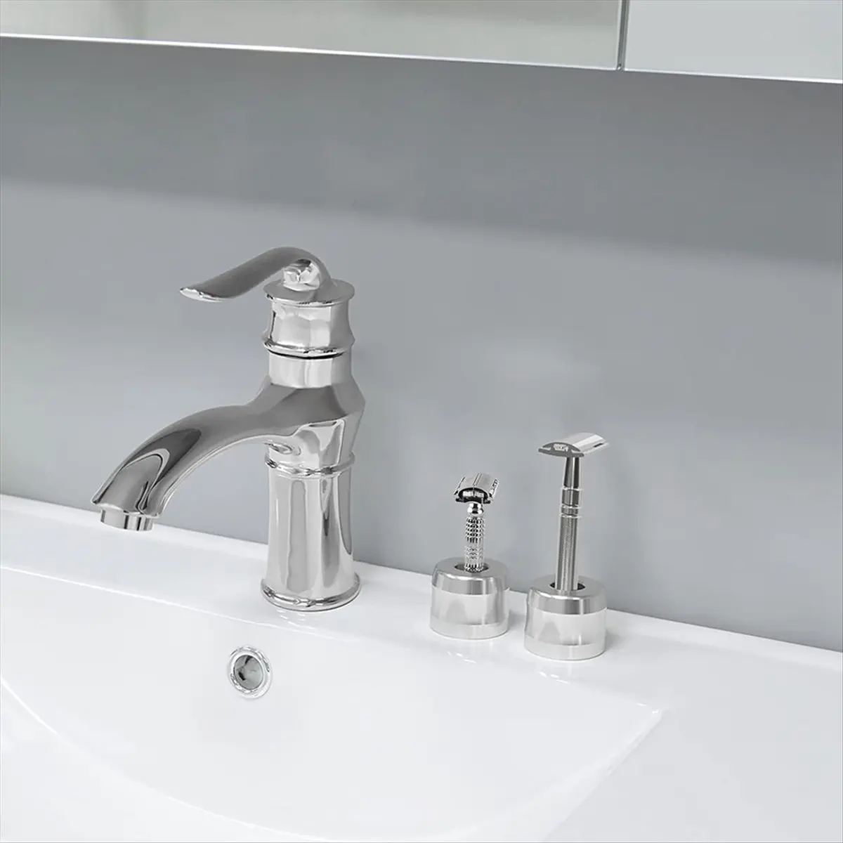 (A75U) 2 Pcs Safety Razor Stand, Opening Dia 0.7inch (18.5mm) Men Shaving Stand for Bathroom for Gillette SkinGuard Silver
