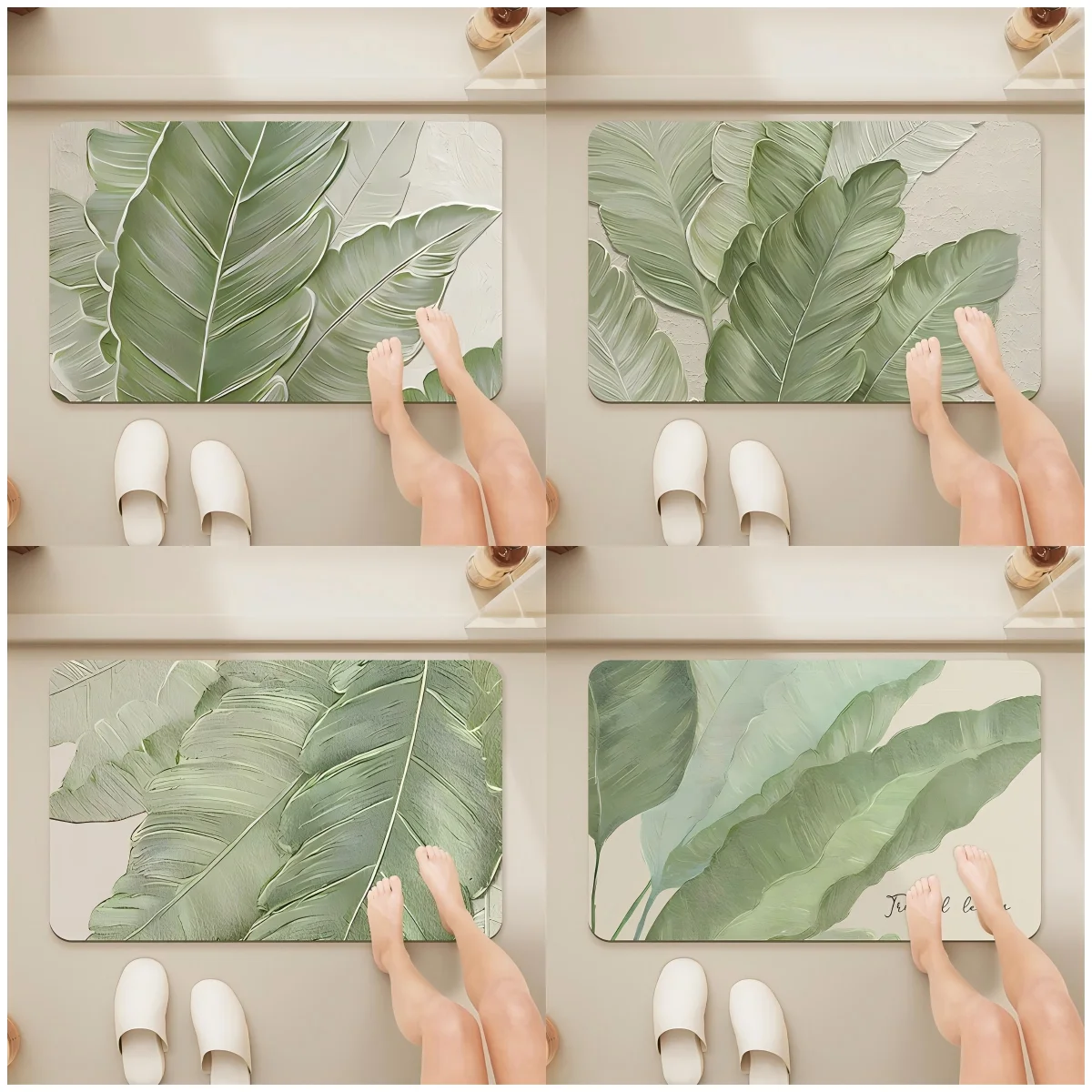 سجادة VIKAMA بسيطة بنمط أوراق الشجر الطازجة لغرفة النوم، غرفة المعيشة، ممسحة المطبخ، سجادة أرضية ناعمة ومريحة لديكور المنزل