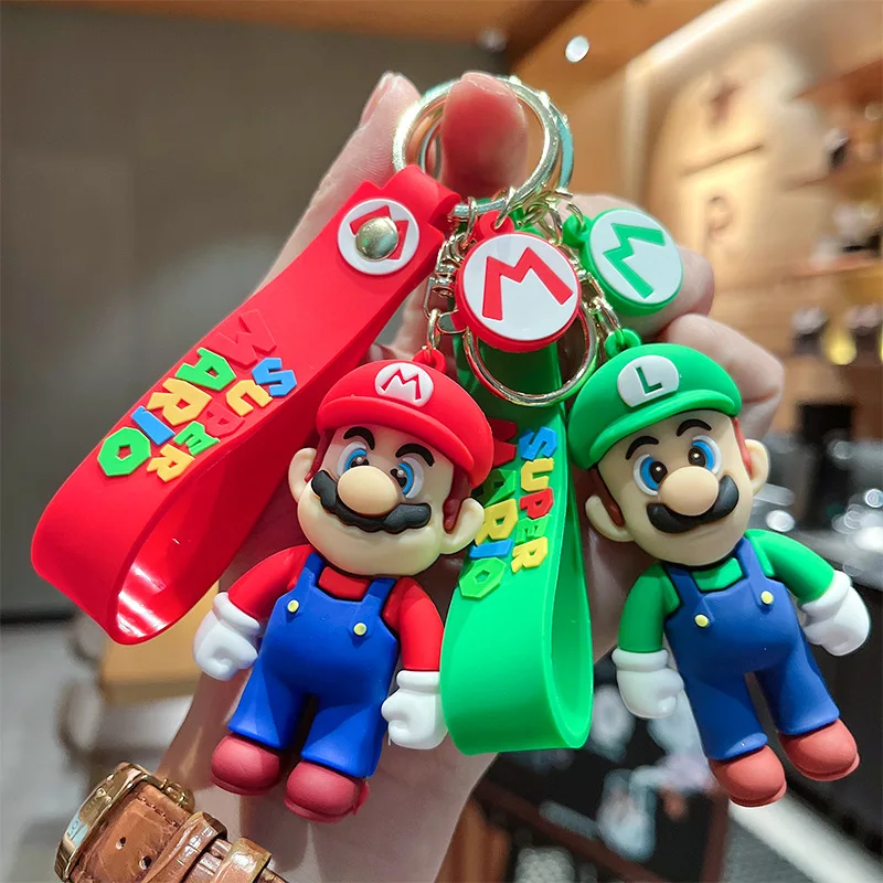 New Creative Cartoon Dropper Super Mario Keychain Cute Action Doll Mario Backpack Chain Toy Gift