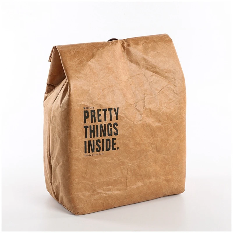 Kraft pieghevole riutilizzabile carta a tenuta stagna colazione Bento Bag contenitore portatile di grande capacità donne Lonchera Termica Alimentos