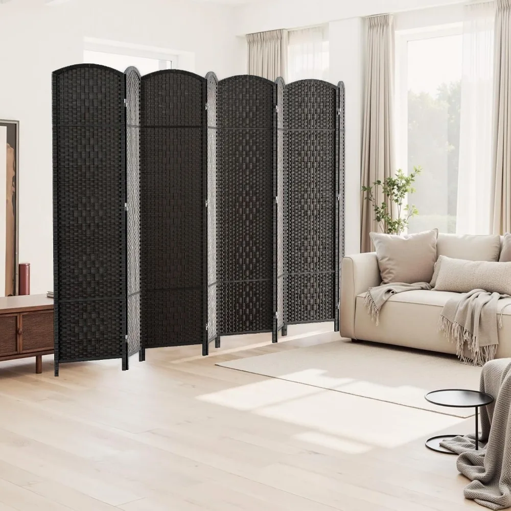 Room Divider Panel,8 Panel Partition Room Dividers, Dark Mocha