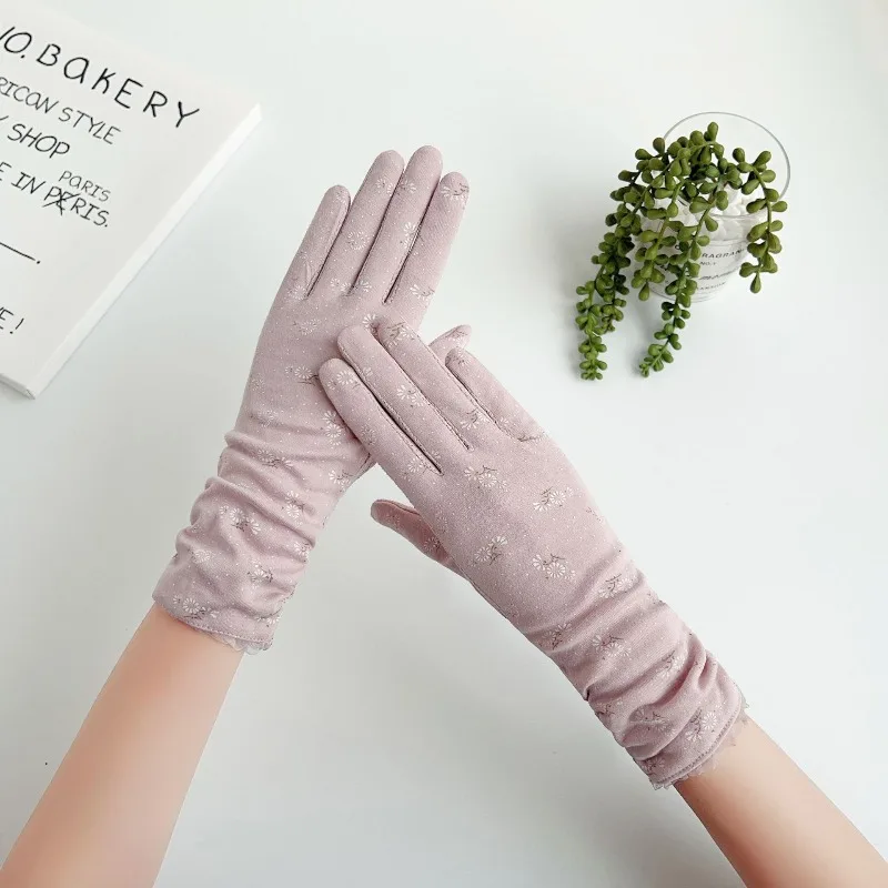 Women's Spring Summer Thin UV Protection Mid-length Touchscreen Gloves Sunproof Gloves for Driving Cycling Outdoor Activities