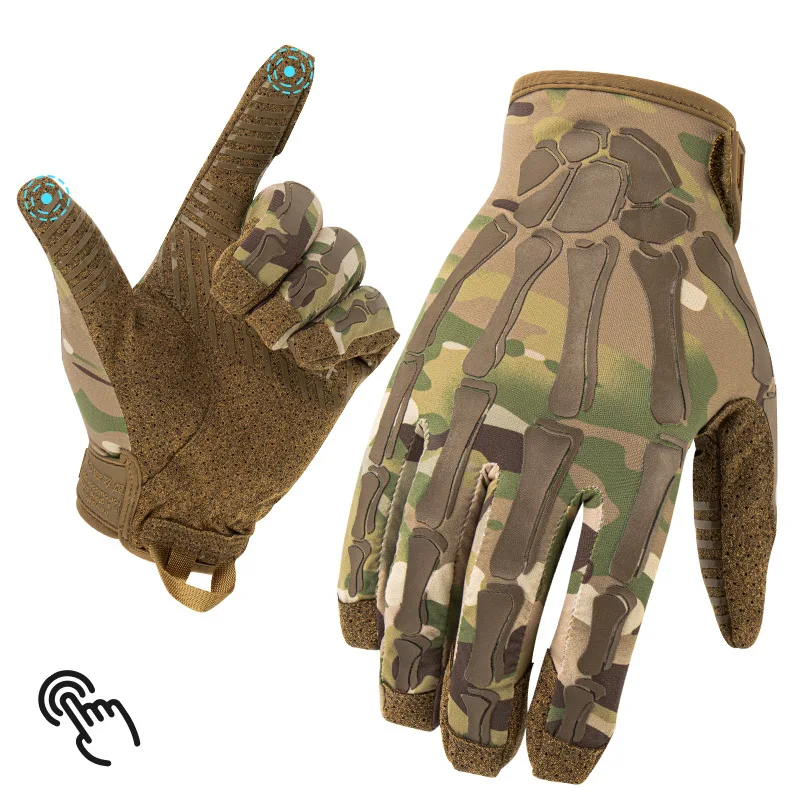 Tactical Gloves Touch Screen Full Finger Anti Slip Outdoor Camo Gloves for Cycling Hiking Camping Hunting Airsoft Shooting Gear