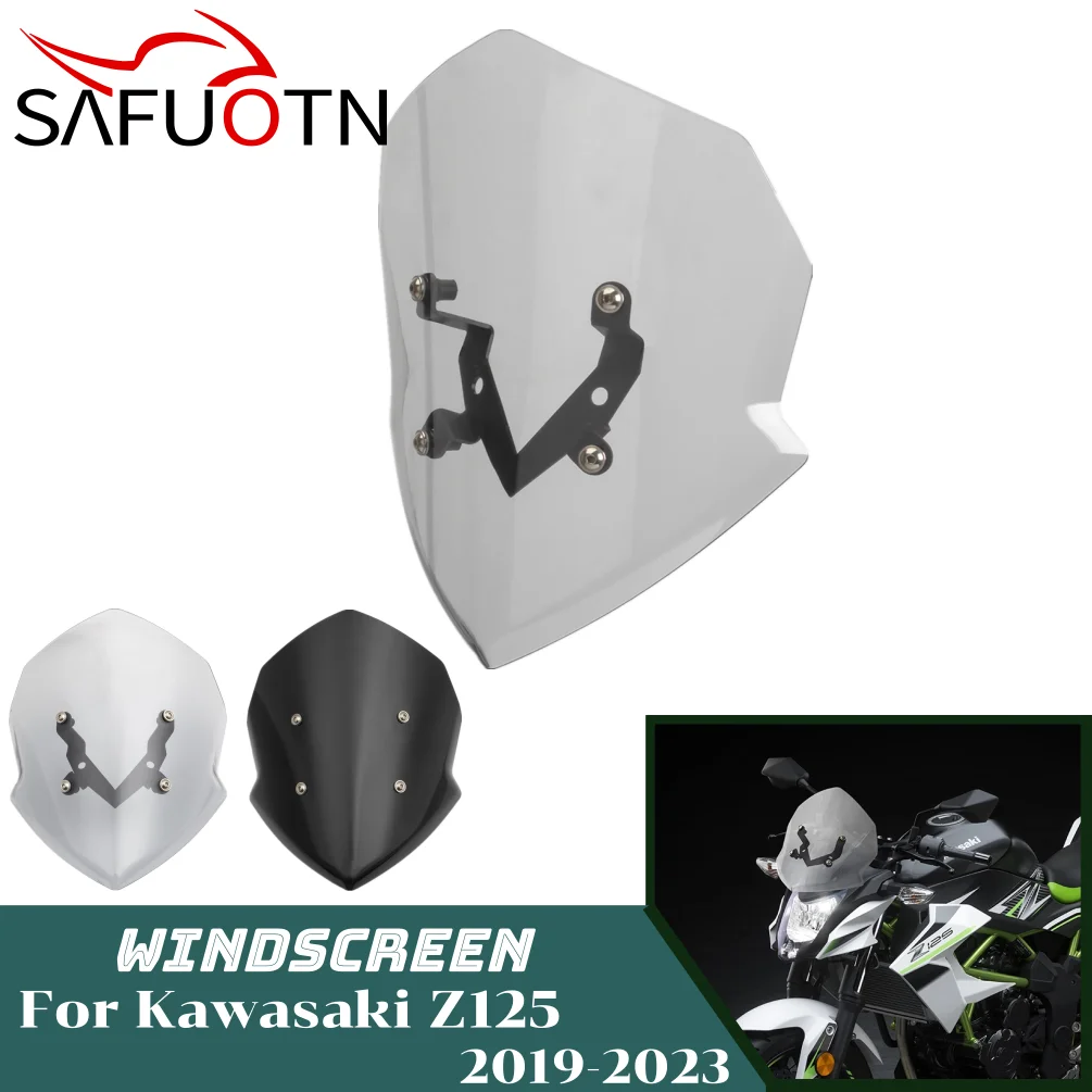 

Z125 Windshield Windscreen For Kawasaki Z 125 2019-2023 2022 Motorcycle Wind Deflector Shield Screen with Bracket Accessories