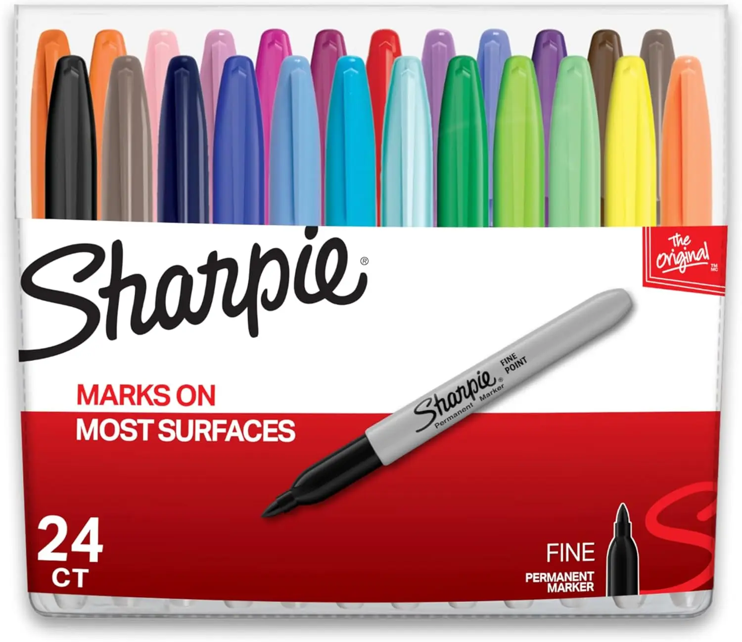 

Permanent Markers Fine Point Assorted Colors 24 Count, Quick Dry Water Resistant for Paper Plastic Metal