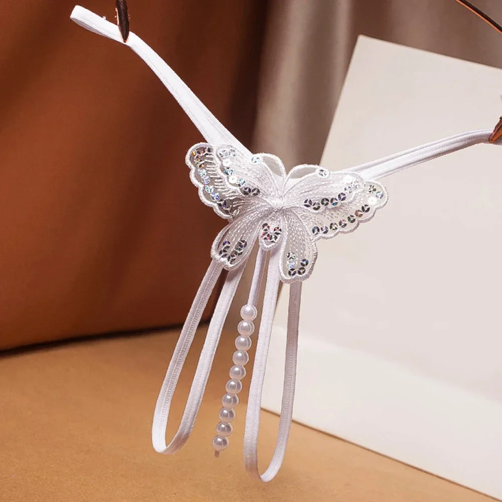 ثونغ نسائي مثير مطرز بالخرز ، ملابس داخلية مفتوحة ، ثونغ فراشة