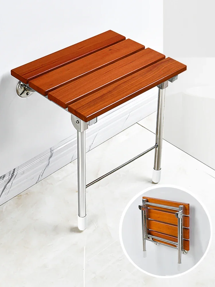 

Складной настенный табурет в ванной комнате для пожилых людей, нескользящий табурет для душа для инвалидов, стул для душа из массива дерева с обувью