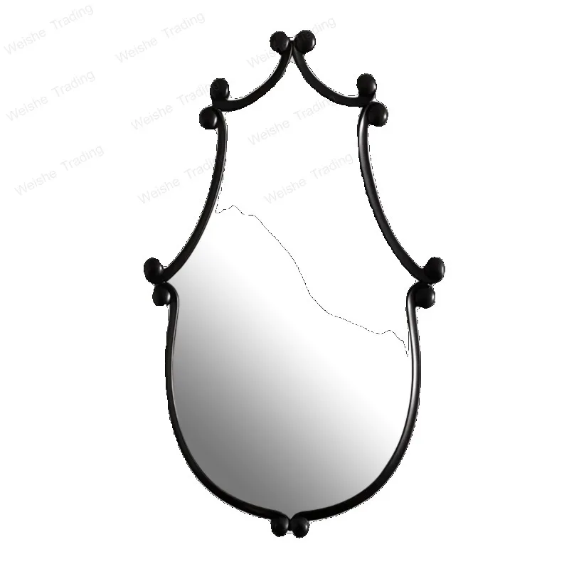 

Medieval style special-shaped bathroom bathroom makeup American French retro dressing solid wood lace fireplace mirror
