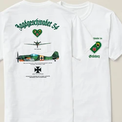 WWII German JG 54 Ace Pilot Walter Nowotny FW-190A-6 Fighter T Shirt. 100% Cotton Casual O-Neck T-shirt Loose Top New Size S-3XL