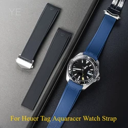 Flexible Lightweight Silicone Watch Strap for Heuer Tag Aquaracer Series Waterproof Firm Arcuate Interface Watchband 22mm
