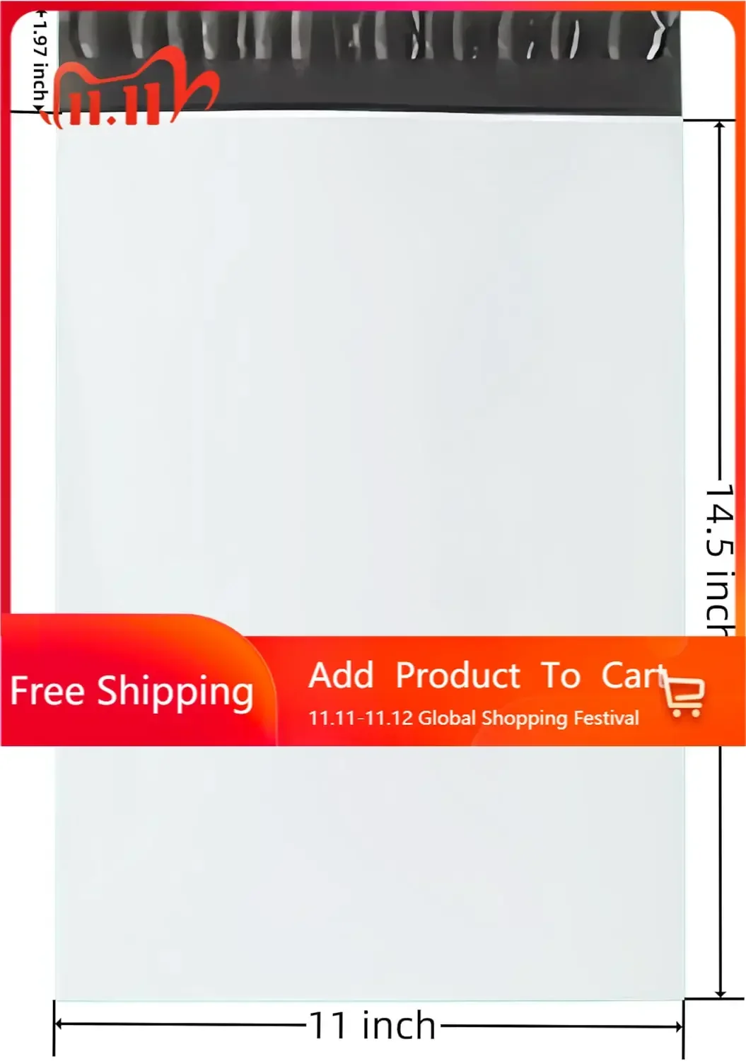 White Poly Mailers 11x14.5 Inches Waterproof Self Sealing Shipping E Commerce Bags for Apparel and Non Fragile Items 10 Pack