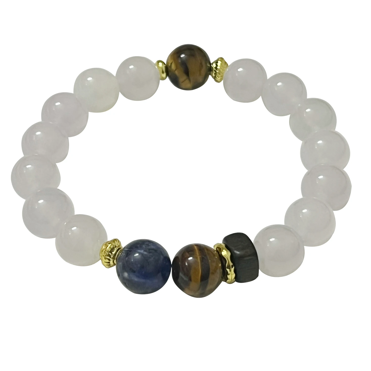 

10mm Natural Stone Beaded Bracelet for Women Chalcedony Round Beads DIY Beading Jewelry Gifts