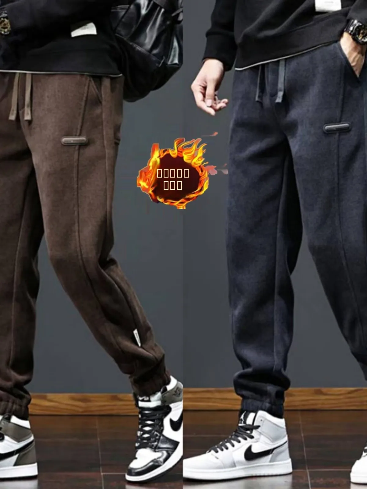 

Мужские повседневные спортивные брюки из вельвета на флисовой подкладке, утепленные, свободного кроя, с манжетами, для активного отдыха, осень-зима