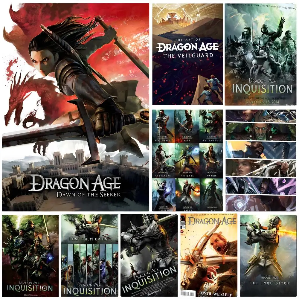Affiche autocollante en papier imperméable, décoration murale pour café, bar, salle, jeu D-Dragon Age Inquisition