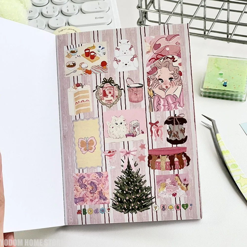 30 Sheets Island Spring Outing Sticker Book Hand-drawn Cartoon Pattern for Vintage Scrapbooking Craft Supplies