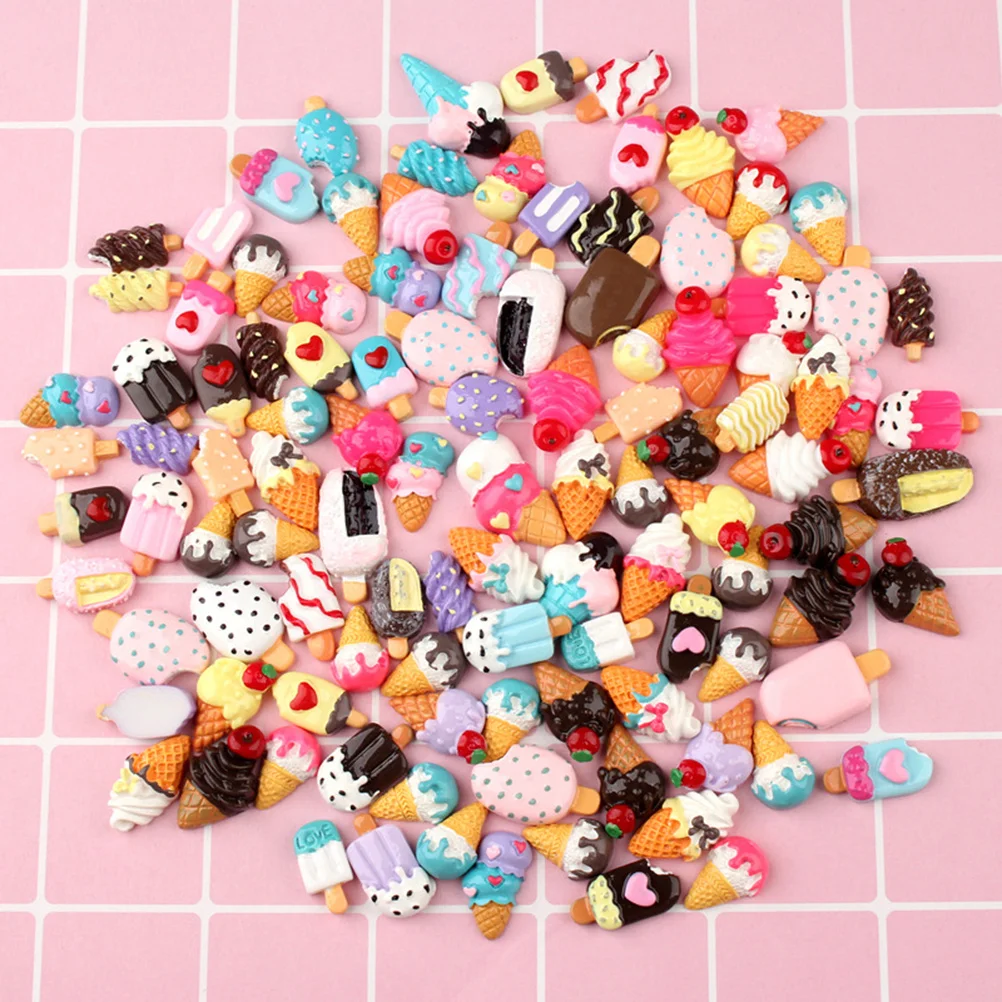 

100Pcs Ice Cream Resin Accessories Mixed Candy Style DIY Blessing Bag Material for Scrapbook Home Decor Craft Stickers Jewelry