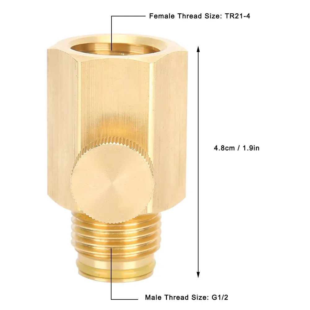 Soda Cylinder Adapter Valve with Switch Female Thread TR21-4 to Male Thread G1/2 for Soda Stream