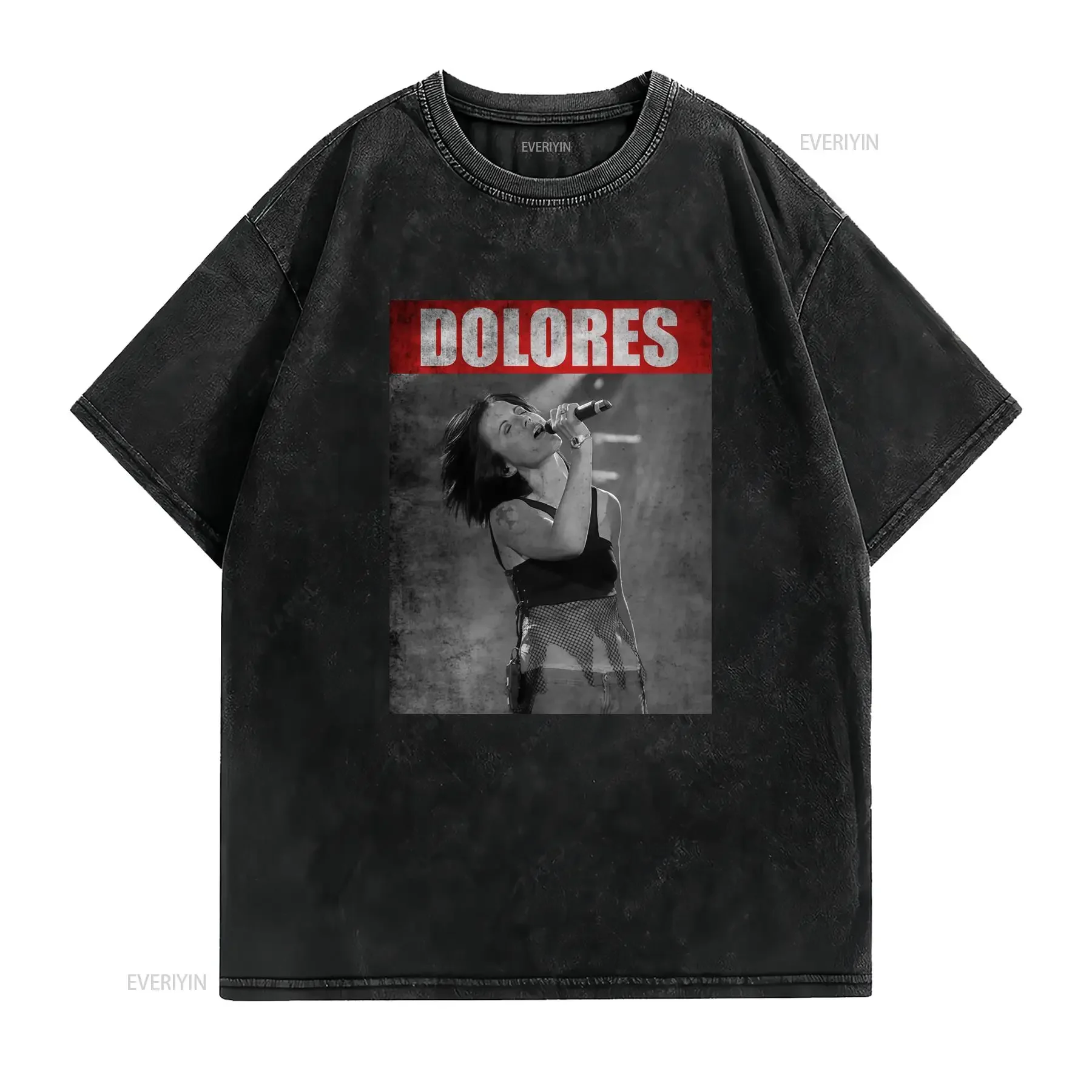 Camiseta de The Cranberries Dolores Legend Cuello redondo casual tejido ligeramente elástico corte regular patrón vintage
