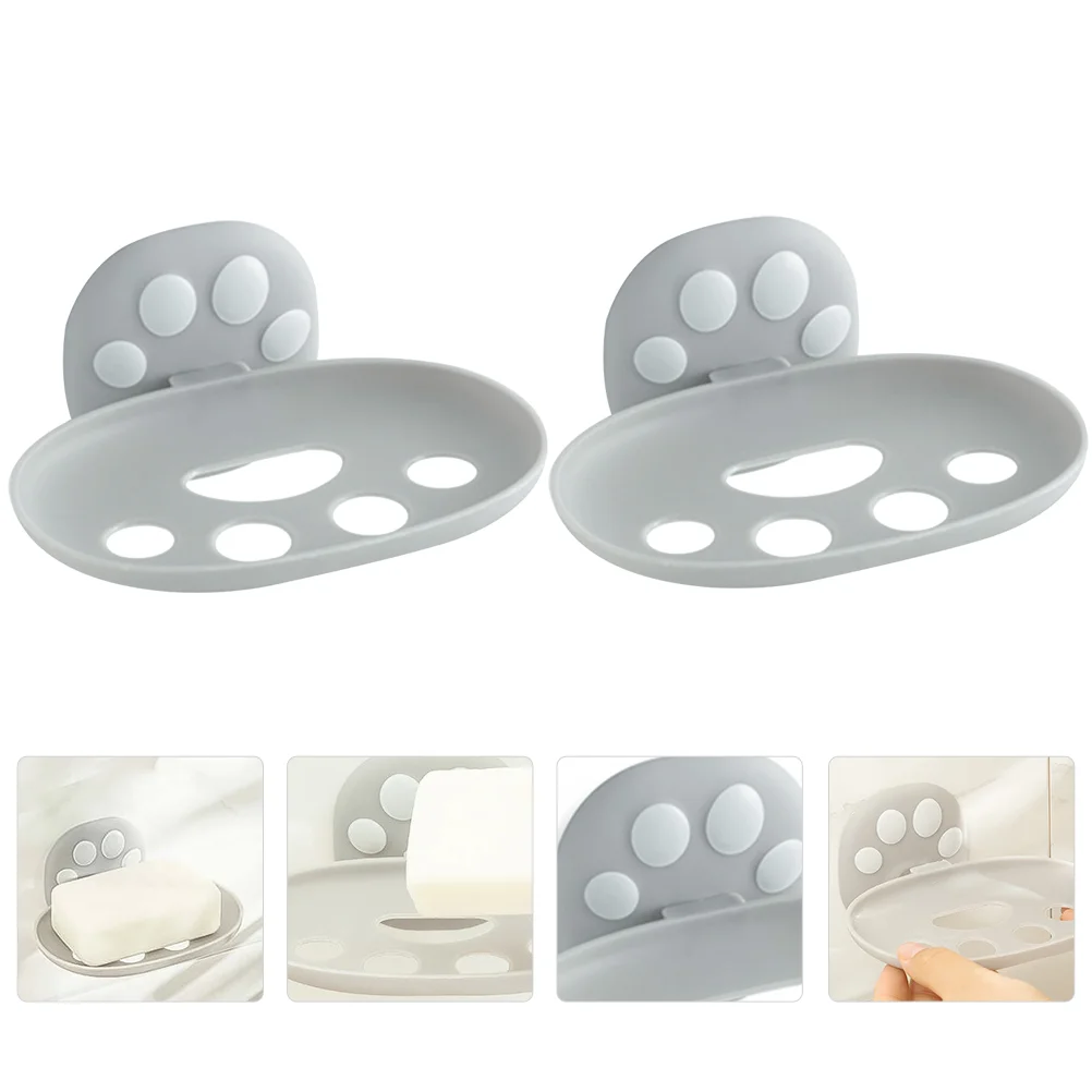 2 Pcs Shelf Double Layer Soap Box Travel Case Shower Holder Plastic Storage Container