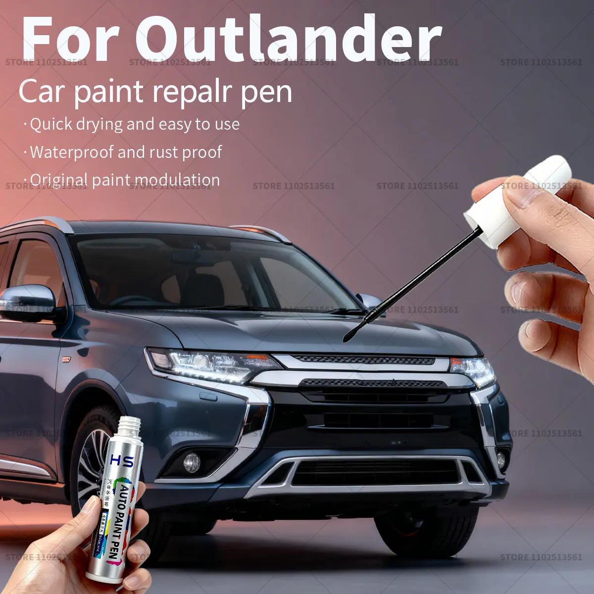 Car Paint Repair Pen For Mitsubishi Outlander Touch Up Scratch Remover DIY Auto Accessories White W17 W85 Black Sepia Red Gray