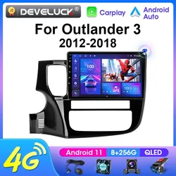 Autoradio Android 12, Navigation GPS, RDS, 4G, Carplay, Lecteur Vidéo, Stéréo, 2 Din, Limitation, pour Voiture Mitsubishi Outlander 3 XL (2012-2018)