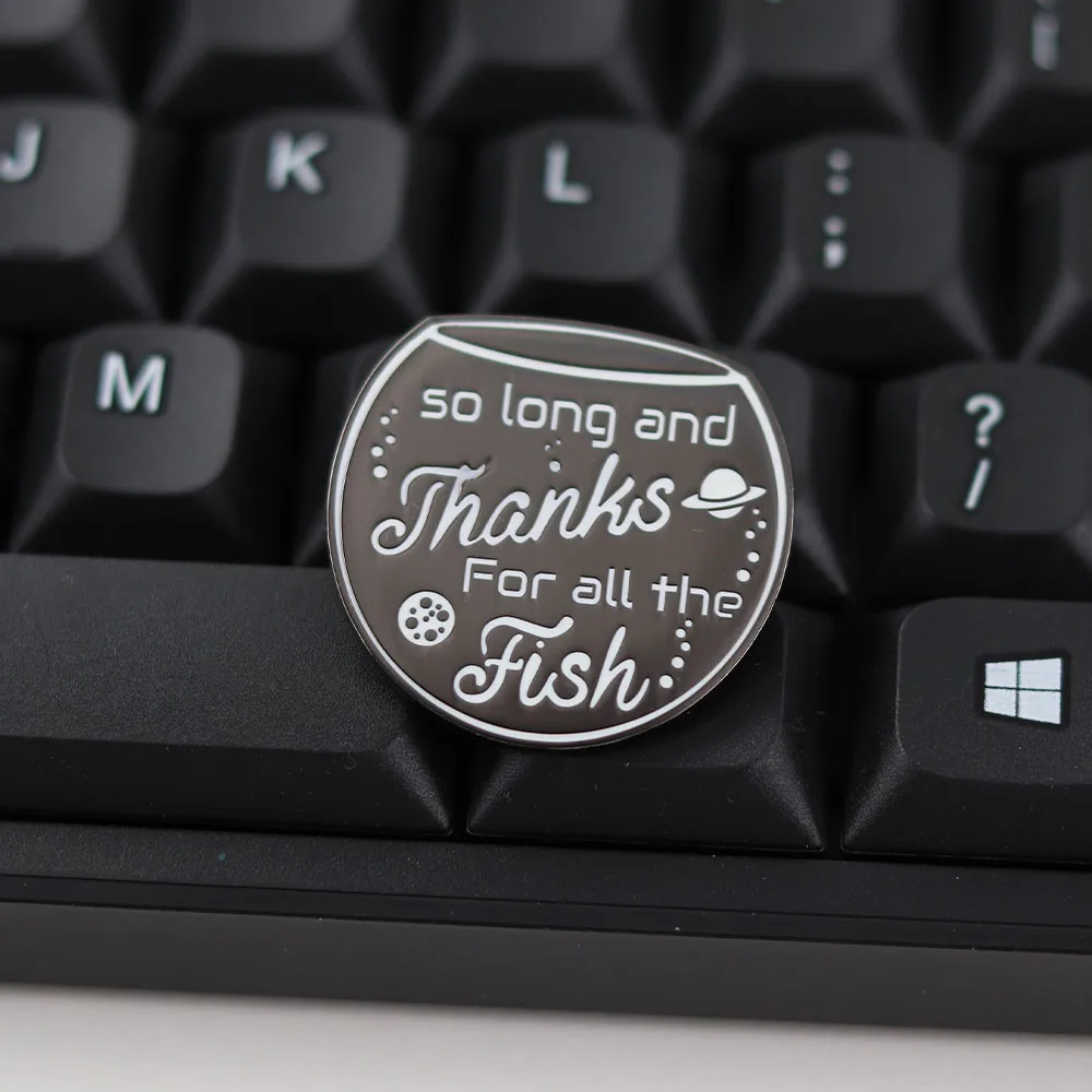 Science Fiction-Inspired Enamel Pin So Long And Thanks For The Fish Quote Brooch Metal Collar Badge Bag Accessories