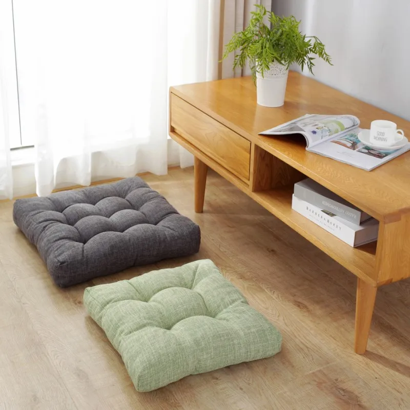 

Square Large Floor Cushion Cotton Linen Tufted Futon Meditation Yoga Thickened Floor Seat Cushion Tatami Children's Seat Cushion