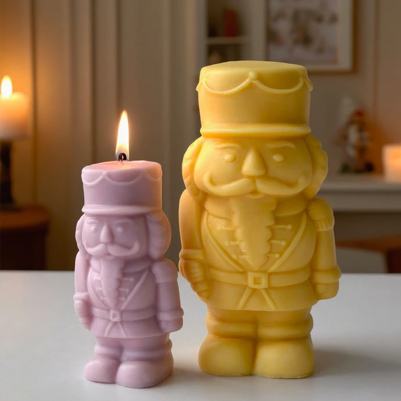 Shorty Nutcracker Statue Silicone Candle Mold General Soldier Human King Silicone Mould Christmas Ornaments Decoration