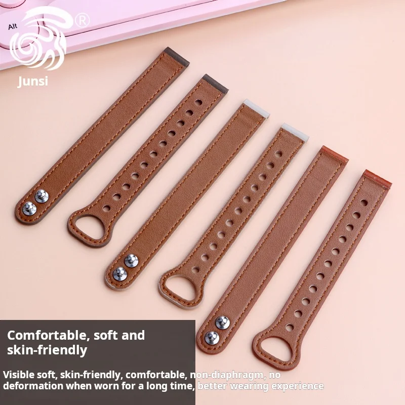 Mode Vrouwen Koeienhuid Horlogeband Voor GARMIN Lily2 14mm Leerling Elegantie Smart Horlogeband Zwart blauw beige rood Transpiratie armband