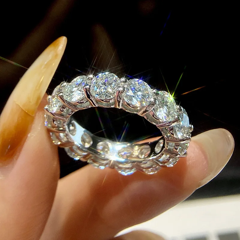 

Fine Jewelry Gra Certified Moissanite Diamond Ring 925 Sterling Silver HipHop Moissanite Eternity Ring Stacking Rings Jewelry