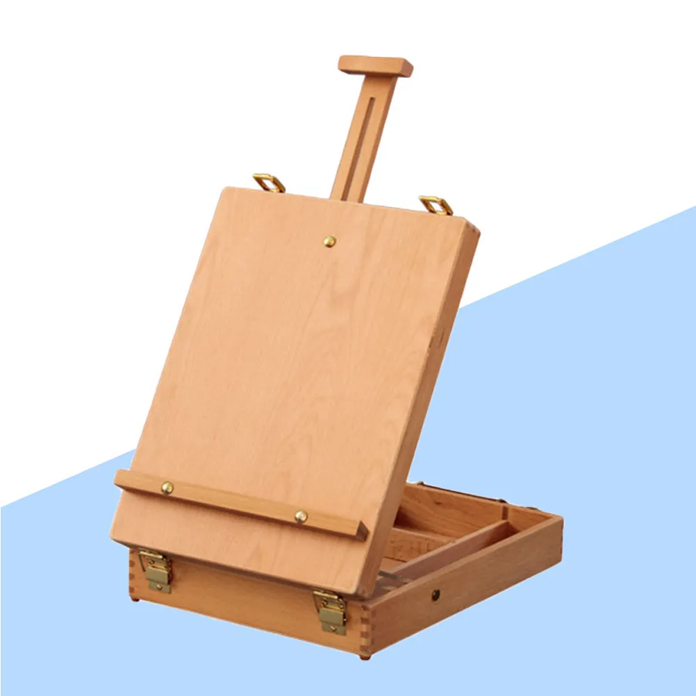 Wooden Table Box Easel French Design Adjustable Desk Easel Painting Storage Sketch Box Portable Handle Outdoor Artists