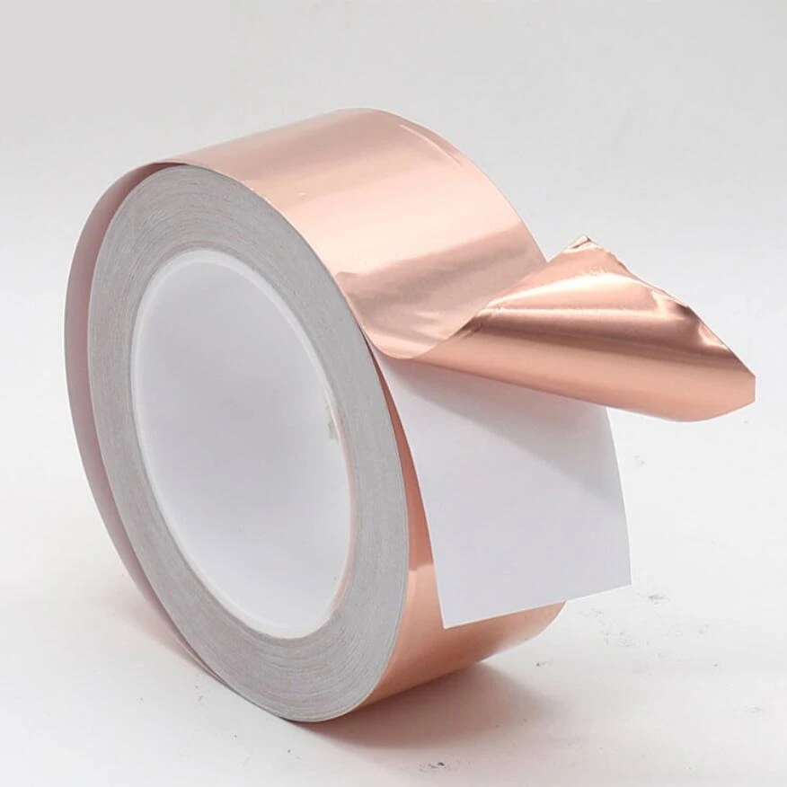 Single Sided Conductive Copper Foil Tape Mask Electromagnetic Shield Eliminate EMIAnti-static Repair Adhesive Tape