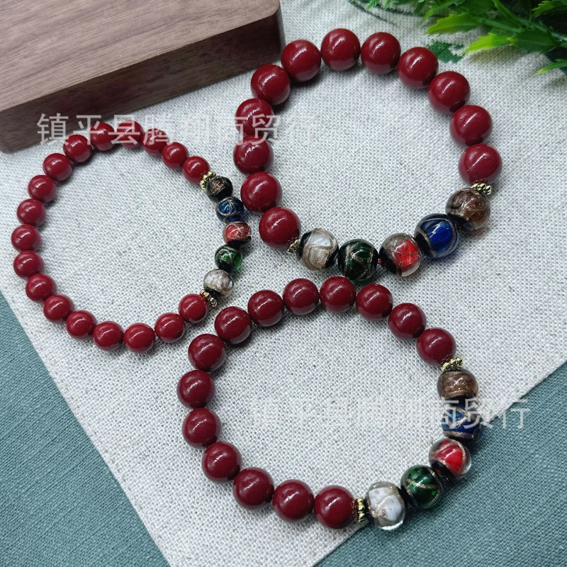 Live Broadcast New Duobao SwallowingGold Foil Fragrant Gray Glazed Bracelet Retro Ethnic Style Fashion Girl