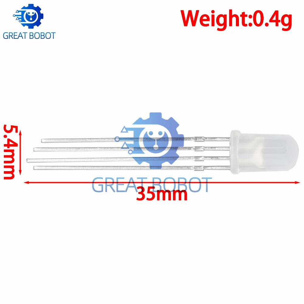 For Arduino-Compatible RGB LED Diodes (10PCS): 5mm F5 – Diffused/Transparent + Common Cathode/Anode