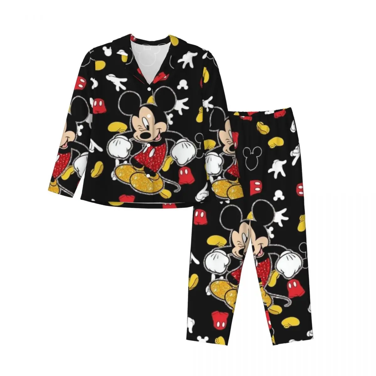 Disney Mickey Mouse Women\'s Pajamas Set 2 Piece Set For Women Casual Long sleeve Suit