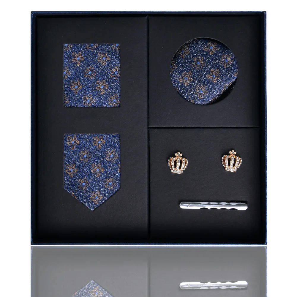 Tie men's formal business gift box 5-piece set with striped new stock hand tied 8cm with gift box packaging