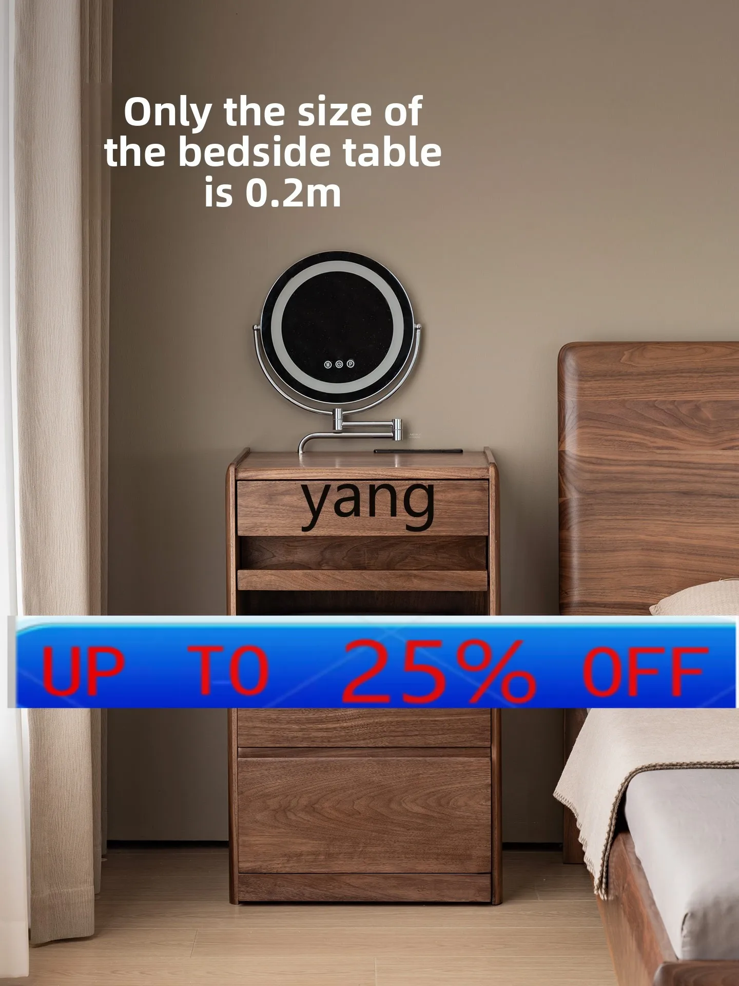 

LMM black walnut solid wood small cosmetic table small apartment bedside storage cabinet