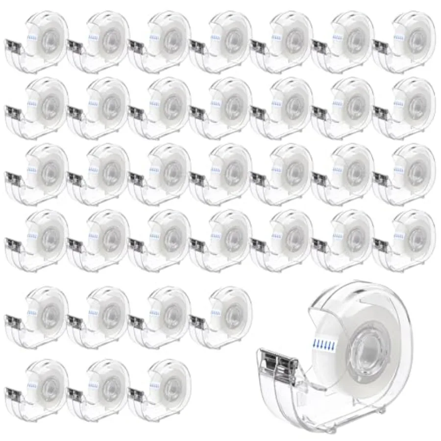 

36 шт. прозрачных лент с диспенсером, 0,7 дюйма x 1000 дюймов, прозрачные ленты и диспенсеры с возможностью повторного заполнения, идеально подходят для офисных и творческих проектов G