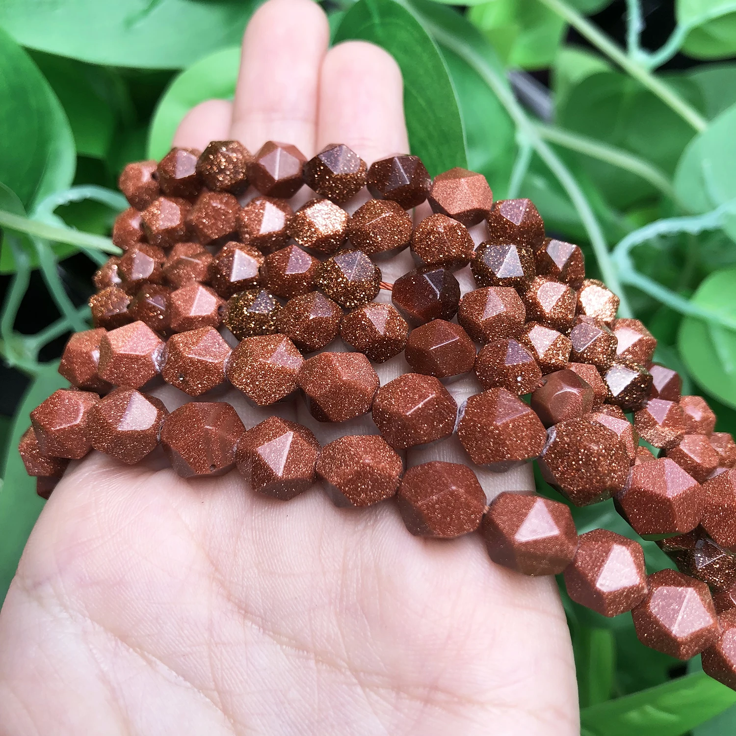 Natural Gold Color Sand Stone Faceted Loose Beads Diy Handmade Bracelet for Jewelry Making Accessories 15\'\' Pick Size 6 8 10mm