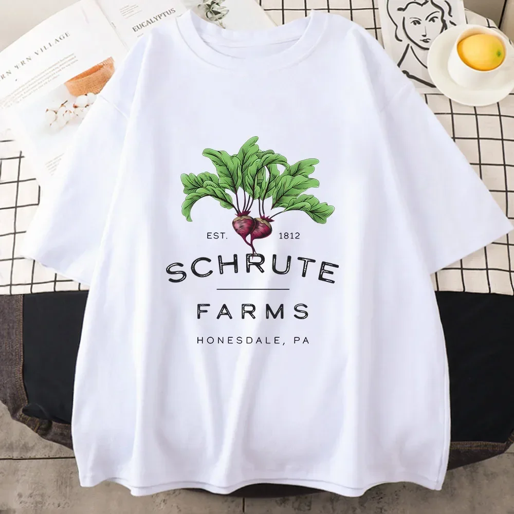 ドワイト・シュルート野菜農場 Tシャツ 綿 100% カジュアル半袖トップ 夏の必需品 ユニセックス Tシャツ ゆったりとした通気性のあるシャツ